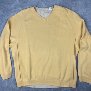Tommy Bahama Sweatshirt Men's Adult Large Yellow V Neck Long Sleeve Heavy Cotton